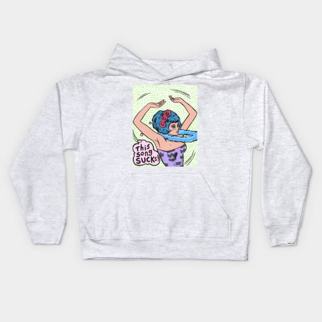 Dancing Hula Comic Girl Kids Hoodie by turddemon